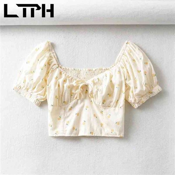 ltph french floral vintage blouses for women short shirt square collar puff sleeves folds stretch slim thin summer 210423, White
ltph french floral vintage blouses for women short shirt square collar puff sleeves folds stretch slim thin summer 210423, White