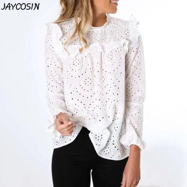 women's blouses & shirts jaycosin women solid hollow out petal stand long sleeve elegant leisure ladies blusas s27 gl6v, White
women's blouses & shirts jaycosin women solid hollow out petal stand long sleeve elegant leisure ladies blusas s27 gl6v, White