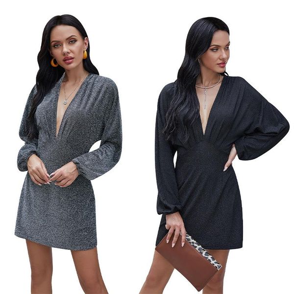 casual dresses deep v-neck mini party dress women 2021 autumn elegant lady long sleeve slim a-line nightclub vestidos robe femme, Black;gray
casual dresses deep v-neck mini party dress women 2021 autumn elegant lady long sleeve slim a-line nightclub vestidos robe femme, Black;gray