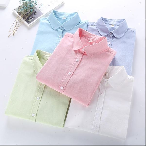 autumn long sleeves cotton oxford women shirt white blue solid button down shirts elegant office
autumn long sleeves cotton oxford women shirt white blue solid button down shirts elegant office