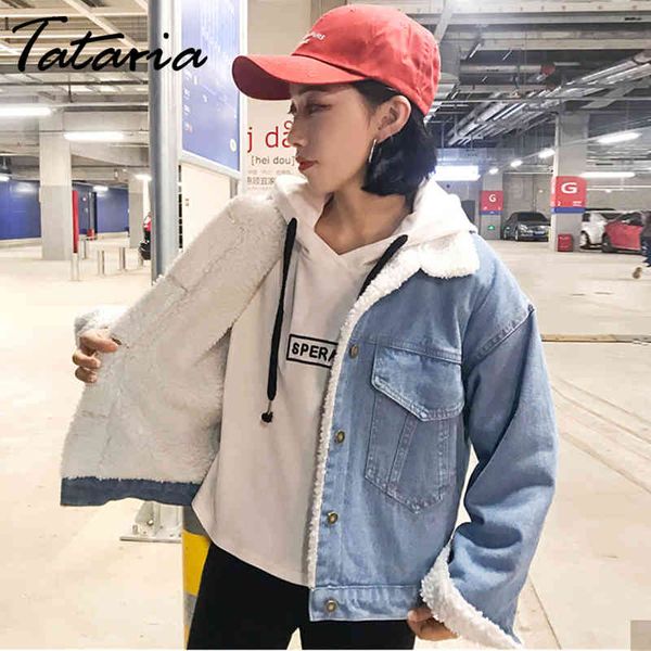 tataria women winter jeans jacket warm lambswool jean coat 's bomber denim female long sleeves s casual 210514, Black;brown
tataria women winter jeans jacket warm lambswool jean coat 's bomber denim female long sleeves s casual 210514, Black;brown