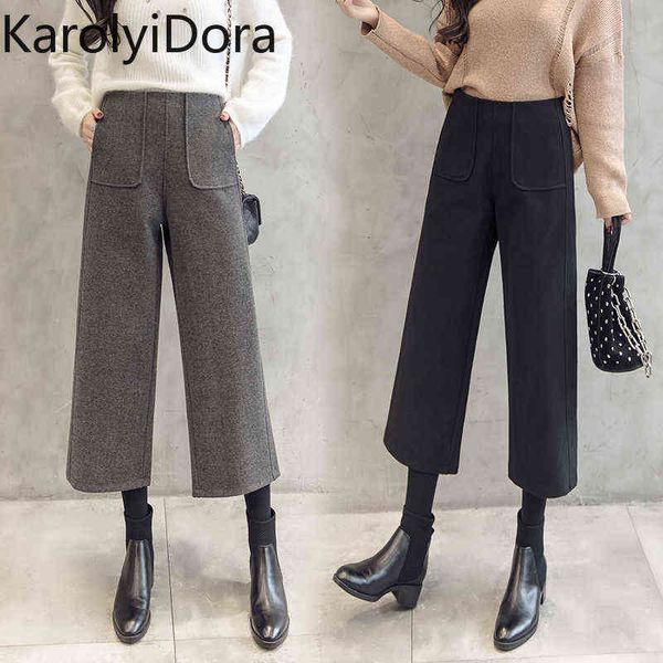 winter fashion high waist women's wool wide leg pants thick warm loose casual harem office ladies 211124, Black;white
winter fashion high waist women's wool wide leg pants thick warm loose casual harem office ladies 211124, Black;white