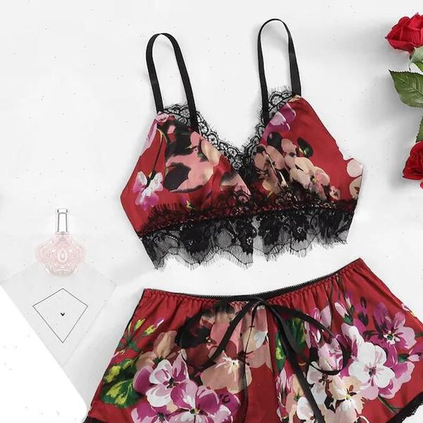 fashion pyjamas lace womens sleepwears satin trim floral bow lingerie set pajamas babydoll sleepwear pijama seda mujer, Black;red
fashion pyjamas lace womens sleepwears satin trim floral bow lingerie set pajamas babydoll sleepwear pijama seda mujer, Black;red