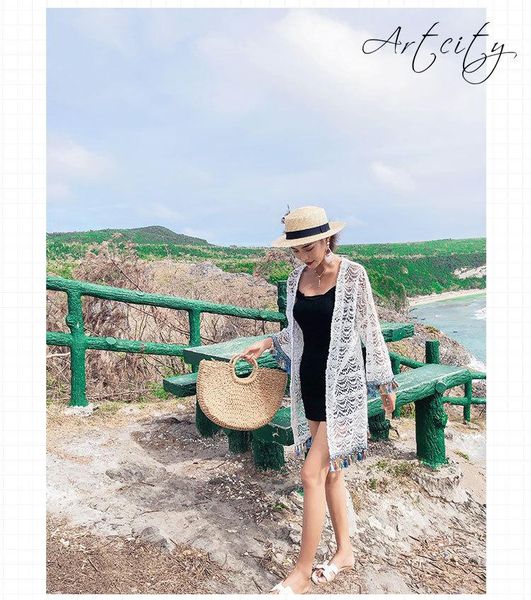 bask in the garment 2021 women's long fringed hollow-out lace shawl summer beach holiday outside shirt polos, White
bask in the garment 2021 women's long fringed hollow-out lace shawl summer beach holiday outside shirt polos, White