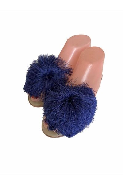 slippers luxury front ip pompoms lady slipper, Black
slippers luxury front ip pompoms lady slipper, Black
