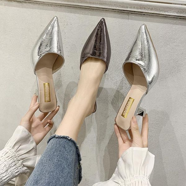 sliver women slides shoes pointed toe stiletto outside bright leather slippers fashion high heels zapatillas de mujer, Black
sliver women slides shoes pointed toe stiletto outside bright leather slippers fashion high heels zapatillas de mujer, Black