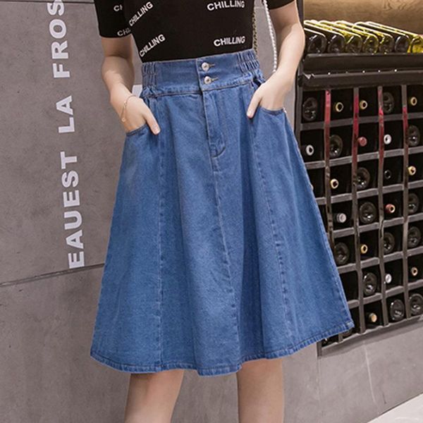 summer vintage retro womens skirt plus size high waist pleated knee length female solid color button denim x347, Black
summer vintage retro womens skirt plus size high waist pleated knee length female solid color button denim x347, Black