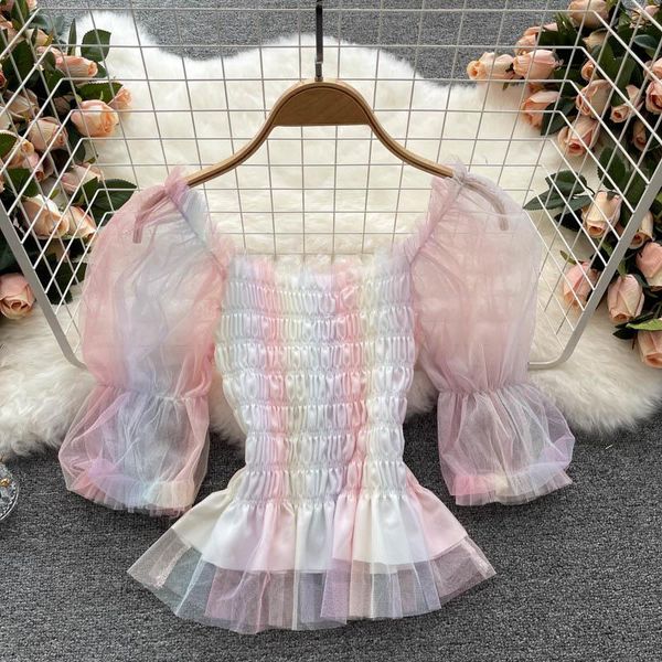 women's blouses & shirts rainbow blouse women puff sleeve square collar lace up office lady summer japan style kawaii korean chiffon, White
women's blouses & shirts rainbow blouse women puff sleeve square collar lace up office lady summer japan style kawaii korean chiffon, White