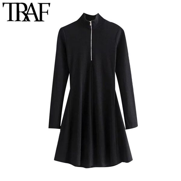 traf women chic fashion with half-zip ribbed mini dress vintage high neck long sleeve female dresses vestidos mujer 210415, Black;gray
traf women chic fashion with half-zip ribbed mini dress vintage high neck long sleeve female dresses vestidos mujer 210415, Black;gray