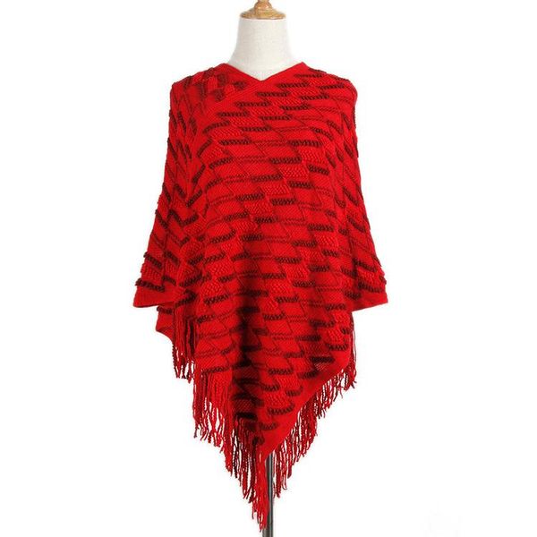 women's sweaters 2021 diamond shape striped v-neck pullover female europe and america large size tassel cloak shawl women sweater 69150, White;black
women's sweaters 2021 diamond shape striped v-neck pullover female europe and america large size tassel cloak shawl women sweater 69150, White;black