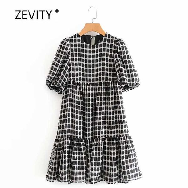 women vintage o neck plaid print vestido puff sleeve pleated ruffles mini dress female chic retro casual chiffon dresses ds4019 210603, Black;gray
women vintage o neck plaid print vestido puff sleeve pleated ruffles mini dress female chic retro casual chiffon dresses ds4019 210603, Black;gray