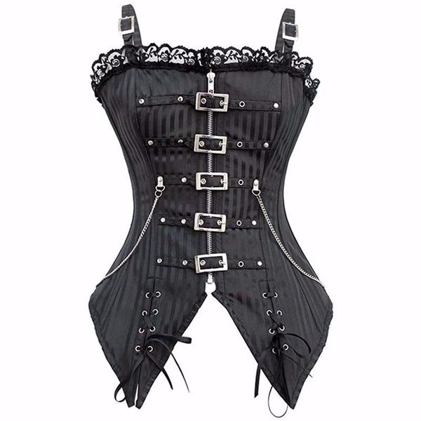 bustiers & corsets punk style lingeries stripe shapewear chain metal buckle corset tunic adjustable thin straps zipper lace, Black;white
bustiers & corsets punk style lingeries stripe shapewear chain metal buckle corset tunic adjustable thin straps zipper lace, Black;white