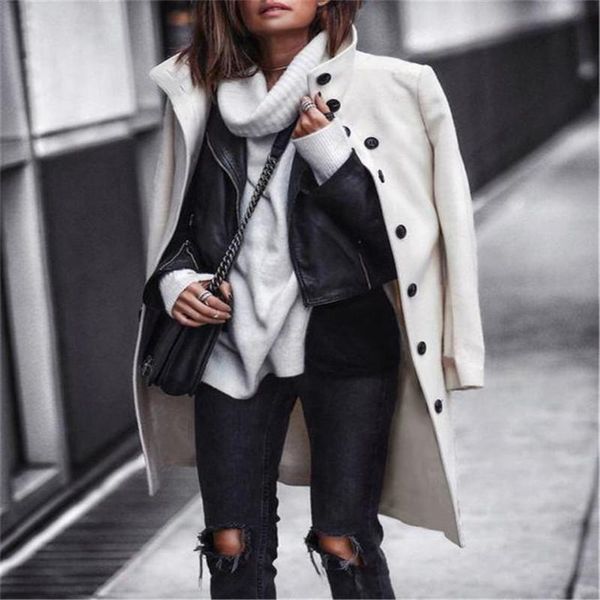 women's wool & blends european and american autumn winter foreign trade single breasted medium length woolen coat women coats, Black
women's wool & blends european and american autumn winter foreign trade single breasted medium length woolen coat women coats, Black