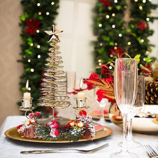 christmas tree candle holder golden luxury metal candlestick decoration home decor holders