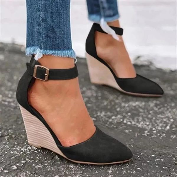 women's suede solid color high-heeled pointed buckle comfortable classic fashion trend casual all-match single shoes zq0052 dress, Black
women's suede solid color high-heeled pointed buckle comfortable classic fashion trend casual all-match single shoes zq0052 dress, Black