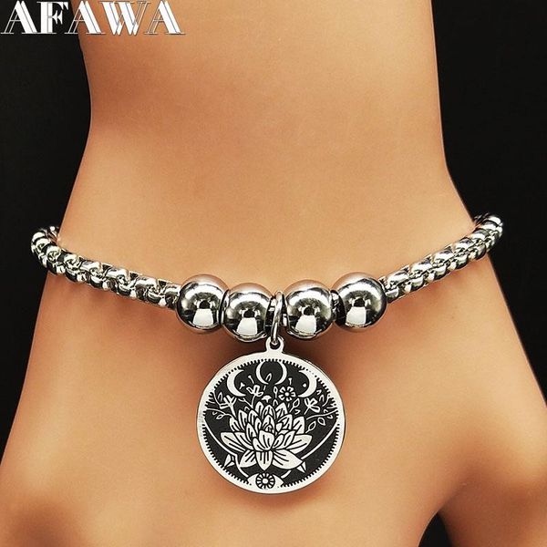 link, chain 2021 fashion lotus stainless steel for women silver color bangle bracelets jewelry acier b18336, Black
link, chain 2021 fashion lotus stainless steel for women silver color bangle bracelets jewelry acier b18336, Black