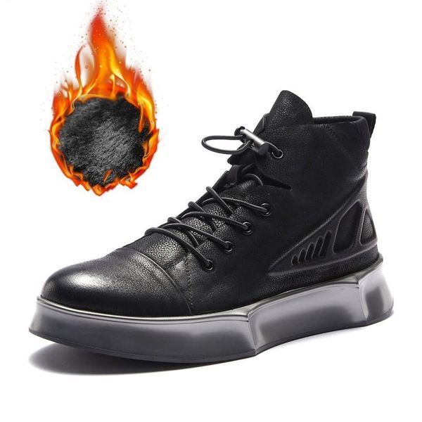 boots korean high mens winter fleeec lining outdoor casual lace up thick bootom round toe genuine leather male cowhide, Black
boots korean high mens winter fleeec lining outdoor casual lace up thick bootom round toe genuine leather male cowhide, Black