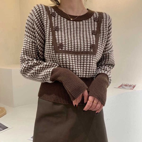 women's sweaters autumn spring houndstooth sweates korean style pullovers knitted o neck with buttons oversized female jumpers 80kc, White;black
women's sweaters autumn spring houndstooth sweates korean style pullovers knitted o neck with buttons oversized female jumpers 80kc, White;black