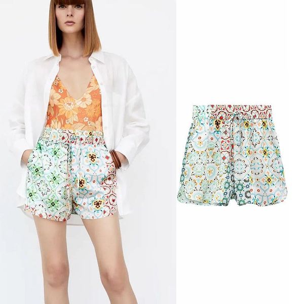 women's shorts printed woman summer 2022 beach style woven high waist elastic cycling prairie chic p7w364, White;black
women's shorts printed woman summer 2022 beach style woven high waist elastic cycling prairie chic p7w364, White;black