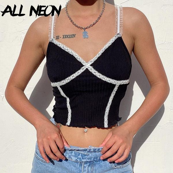 women's tanks & camis allneon e-girl ribbed cross-criss lace trim y2k summer spaghetti strap v-neck ruffles hems backless black cropped, White
women's tanks & camis allneon e-girl ribbed cross-criss lace trim y2k summer spaghetti strap v-neck ruffles hems backless black cropped, White