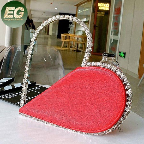 evening bags leb1336 2021 fancy clutch purses diamond crystal women heart shape bag