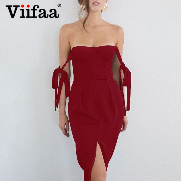 viifaa sweetheart neck knot strap elegant party high waist dress solid color summer women split hem midi dresseshigh quality, Black;gray
viifaa sweetheart neck knot strap elegant party high waist dress solid color summer women split hem midi dresseshigh quality, Black;gray