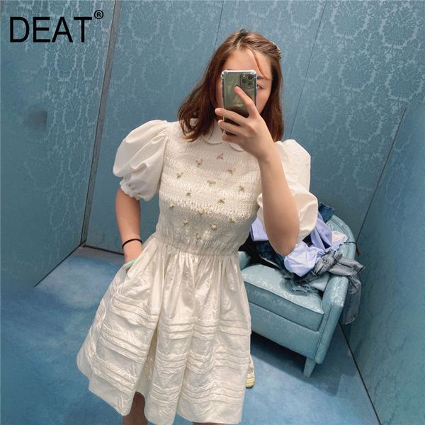 women white embroidery patchwork dress peter pan collar short puff sleeve slim fit fashion tide summer 7e0097 210421, Black;gray
women white embroidery patchwork dress peter pan collar short puff sleeve slim fit fashion tide summer 7e0097 210421, Black;gray