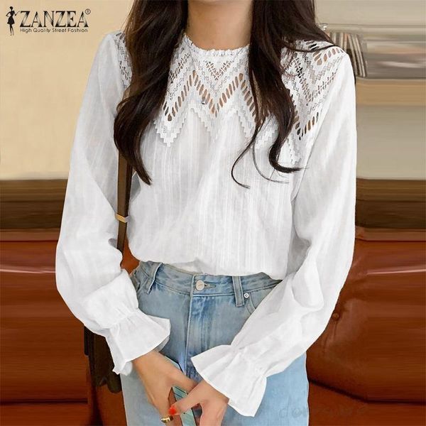 women's blouses & shirts elegant lace patchwork tunic puff sleeve zanzea 2021 summer blusas female solid hollow plus size 5xl, White
women's blouses & shirts elegant lace patchwork tunic puff sleeve zanzea 2021 summer blusas female solid hollow plus size 5xl, White