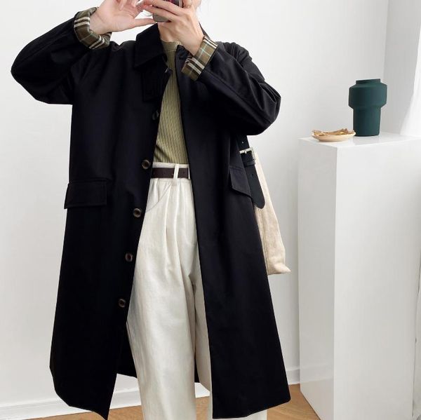 women's trench coats coat 2021 autumn style chic single-breasted solid color long knee-length female winter clothes, Tan;black
women's trench coats coat 2021 autumn style chic single-breasted solid color long knee-length female winter clothes, Tan;black