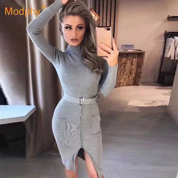 winter women's dress long sleeve belt front zipper bodycon fashion club celebrity christmas party vestidos 210527, Black;gray
winter women's dress long sleeve belt front zipper bodycon fashion club celebrity christmas party vestidos 210527, Black;gray
