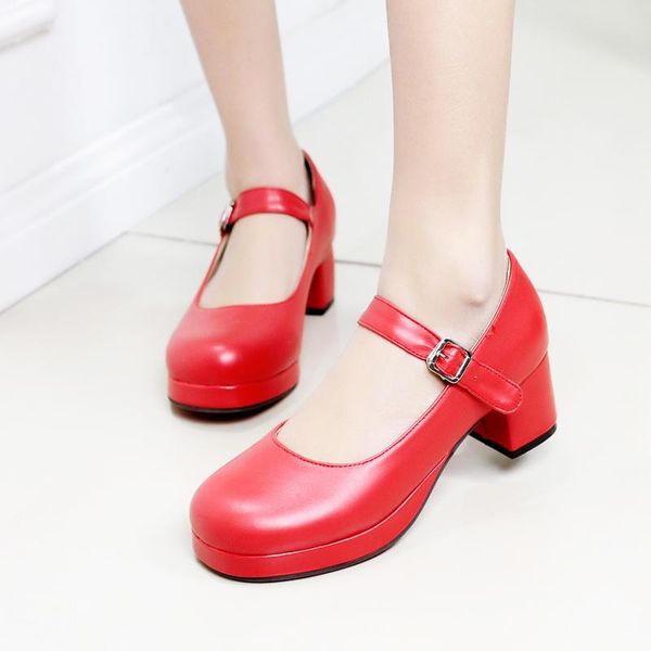 cartoon red lori single shoes female lorita middle heel women thick buckle large size dress, Black
cartoon red lori single shoes female lorita middle heel women thick buckle large size dress, Black