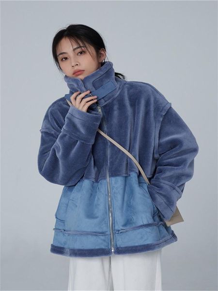 women winter thicken lamb cashmere jacket female pluse size loose zipper warm lady cotton pacthwork coat student clothing women's fur, Black
women winter thicken lamb cashmere jacket female pluse size loose zipper warm lady cotton pacthwork coat student clothing women's fur, Black