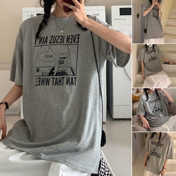 women's t-shirt casual loose fashion basic letter printed all match oversize college wind street women female short sleeve t-shirts, White
women's t-shirt casual loose fashion basic letter printed all match oversize college wind street women female short sleeve t-shirts, White