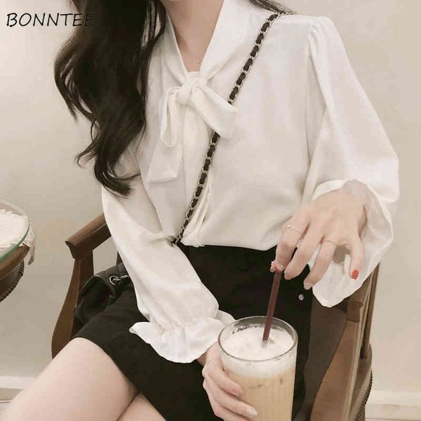 blouses shirts women solid chiffon bow elegant korean style chic fashion all-match female leisure autumn flare sleeve new casual x0521, White
blouses shirts women solid chiffon bow elegant korean style chic fashion all-match female leisure autumn flare sleeve new casual x0521, White