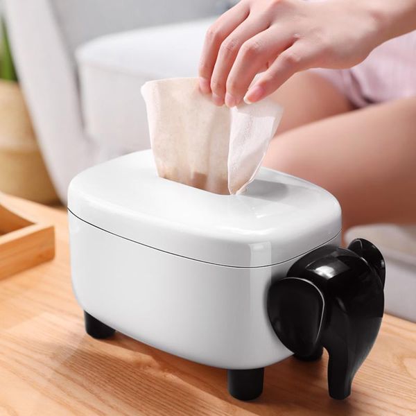 cartoon elephant tissue box cover home bar table decoration napkin case plastic cute living room deskpaper storage holder boxes & napkin