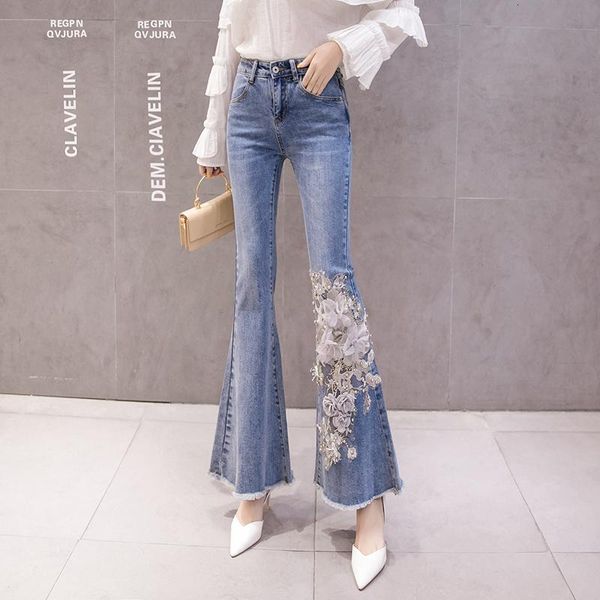 women's jeans plus size flare women pant tassels pearls 3d flower embroidery skinny ladies stretchy pants high waist mom, Blue
women's jeans plus size flare women pant tassels pearls 3d flower embroidery skinny ladies stretchy pants high waist mom, Blue