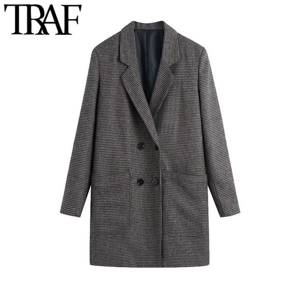 women fashion double breasted houndstooth blazer coat vintage long sleeve pockets female outerwear chic 210507, Black
women fashion double breasted houndstooth blazer coat vintage long sleeve pockets female outerwear chic 210507, Black