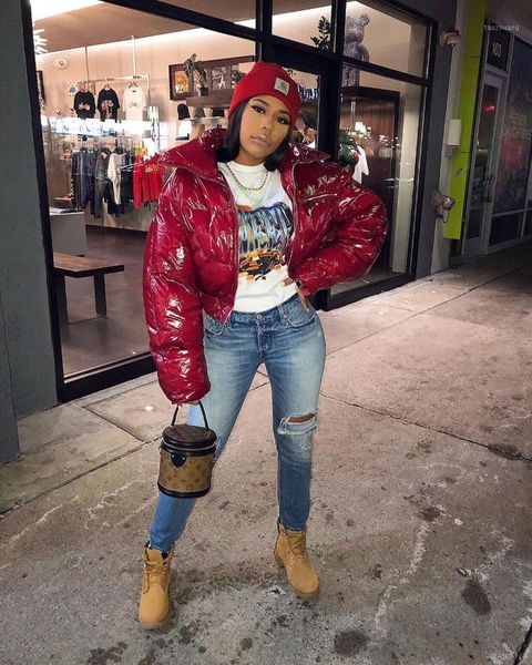 women's down & parkas shiny cropped puffer jacket winter fashion female coats clothing silver bright long sleeve bubble coat warm parka, Black
women's down & parkas shiny cropped puffer jacket winter fashion female coats clothing silver bright long sleeve bubble coat warm parka, Black