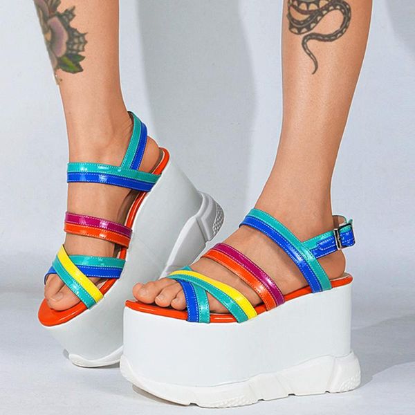 summer open toe thick heel shoes brand ins multicolor punk chunky platform wedges women sandals dress, Black
summer open toe thick heel shoes brand ins multicolor punk chunky platform wedges women sandals dress, Black
