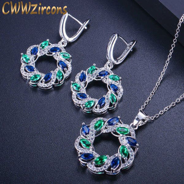 trendy brand big round drop austrian blue and green crystal earrings pendant necklace jewelry set for women t291 210714, Silver
trendy brand big round drop austrian blue and green crystal earrings pendant necklace jewelry set for women t291 210714, Silver