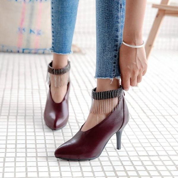 autumn warm women pumps chains pointed toe stiletto high heels shoes lady party dress back zipper plus size 34-43, Black
autumn warm women pumps chains pointed toe stiletto high heels shoes lady party dress back zipper plus size 34-43, Black