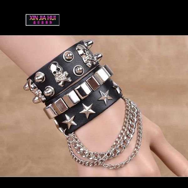 cuff fashion leather men bracelet personality skeleton punk hip hop jazz pole dancing rivet braceletornaments hippie skull charms, White
cuff fashion leather men bracelet personality skeleton punk hip hop jazz pole dancing rivet braceletornaments hippie skull charms, White