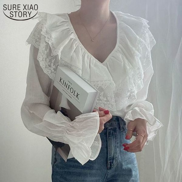 ruffled v-neck lace shirt women korean sweet long sleeve and blouse office lady style flare female 13976 210508, White
ruffled v-neck lace shirt women korean sweet long sleeve and blouse office lady style flare female 13976 210508, White