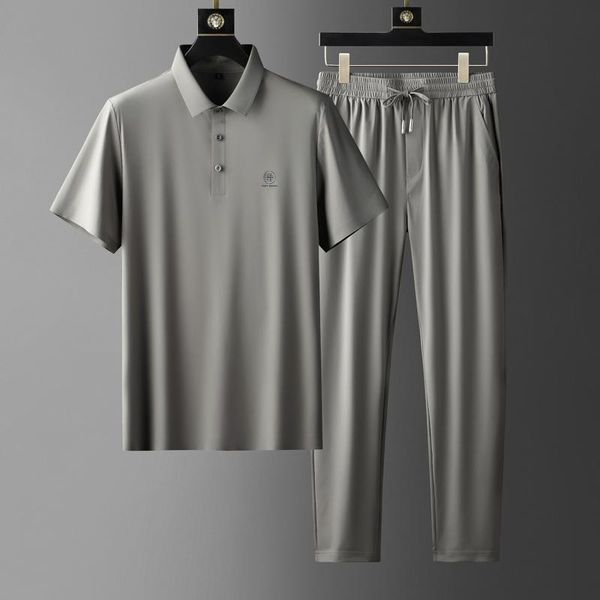 men's tracksuits summer high-end light luxury silk sliding elastic two-piece set ultra-thin fast dry pressing glue ice sports leisure, Gray
men's tracksuits summer high-end light luxury silk sliding elastic two-piece set ultra-thin fast dry pressing glue ice sports leisure, Gray