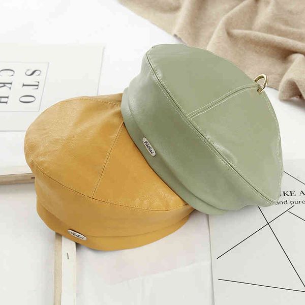 autumn and winter beret women's new solid color patent leather pu pumpkin hat version painter, Blue;gray
autumn and winter beret women's new solid color patent leather pu pumpkin hat version painter, Blue;gray