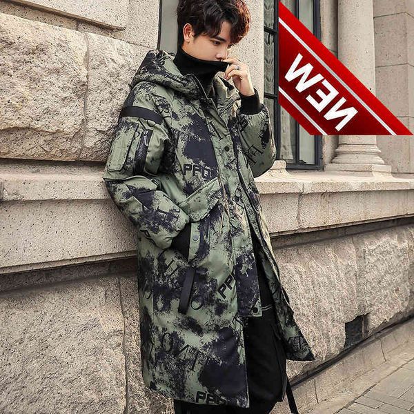 2021 winter sports down jacket men's long handsome over-the-knee camouflage white duck hooded outdoor keep warm coat, Black
2021 winter sports down jacket men's long handsome over-the-knee camouflage white duck hooded outdoor keep warm coat, Black