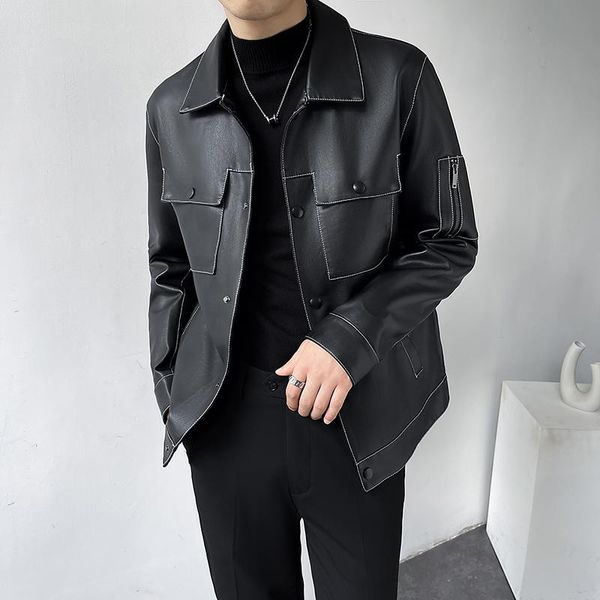 men's leather & faux 2021 autumn and winter clothes lapel jacket warm locomotive coat, Black
men's leather & faux 2021 autumn and winter clothes lapel jacket warm locomotive coat, Black