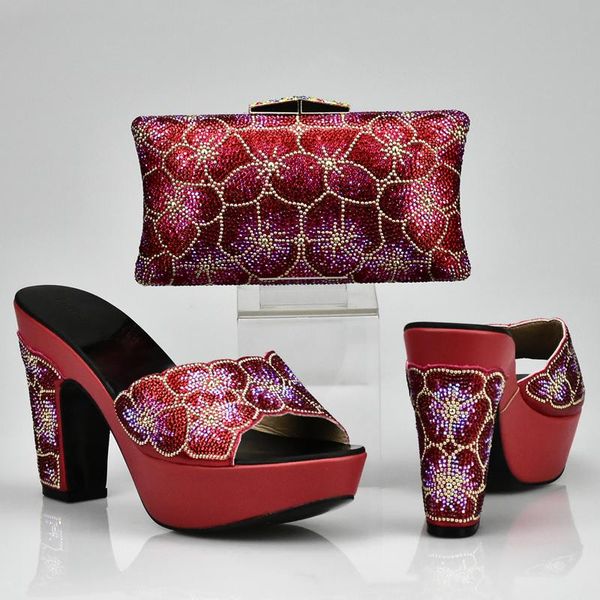 latest design red color matching women shoes and bag set decorated with rhinestone african shoe for party in dress, Black
latest design red color matching women shoes and bag set decorated with rhinestone african shoe for party in dress, Black