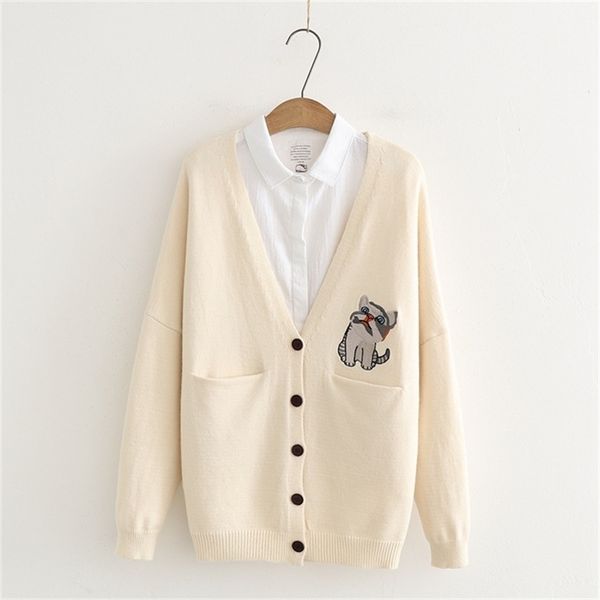 women cardigans black beige embroidery dogs v neck button up pink spring wear korean style knit poncho 210430, White
women cardigans black beige embroidery dogs v neck button up pink spring wear korean style knit poncho 210430, White