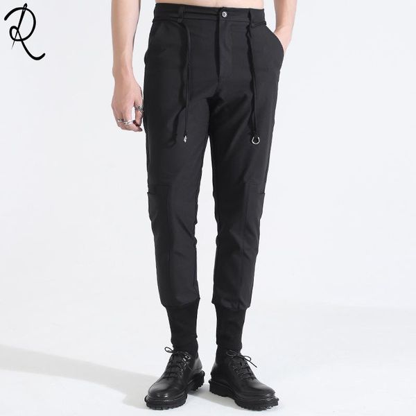 men's pants spring casual pants, dark british personality belt harem waist rope, slim men boots, Black
men's pants spring casual pants, dark british personality belt harem waist rope, slim men boots, Black